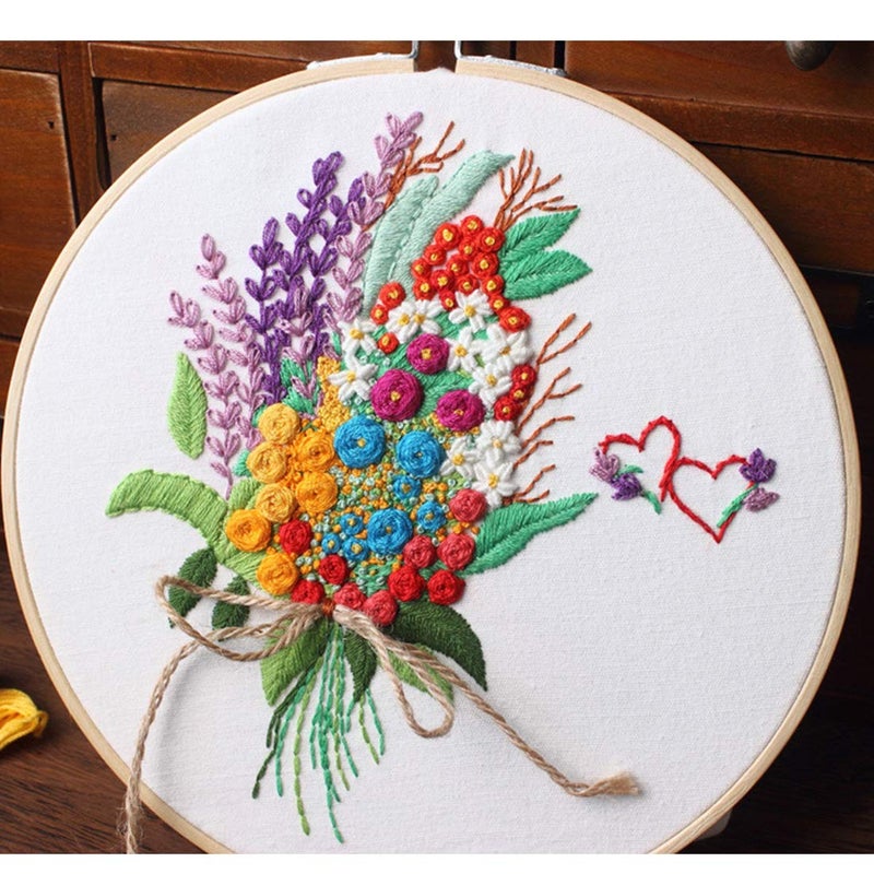 Konrisa Stamped Embroidery Kit with Pattern Floral DIY Sewing Cross Stitch Kits for Adult Flowers Plants Embroidery Starter Kit with Embroidery Floss,Hoops,Color Thread,Needle,Instruction,Set of 2 - Image 2